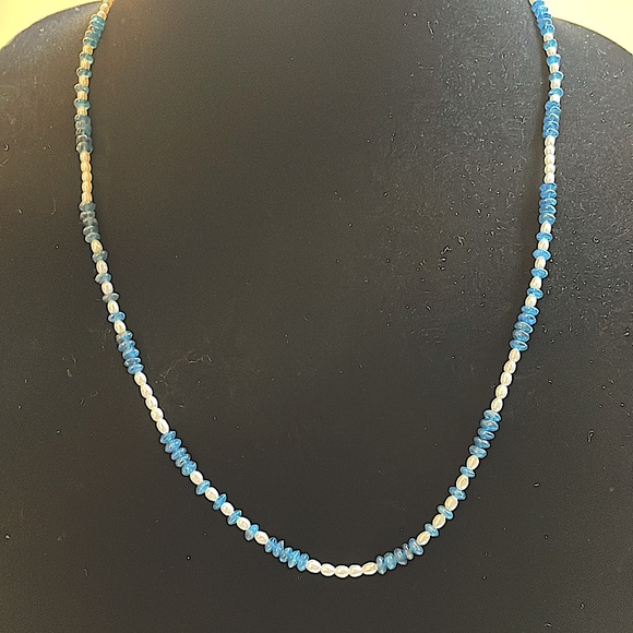Hand Crafted Jewelry - Pearl and Apatite Necklace